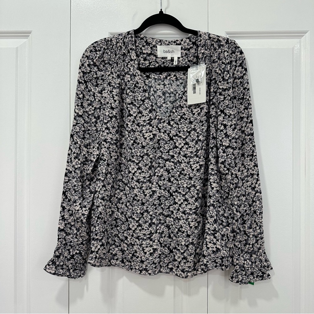 ba&sh Black Floral Elsa Blouse